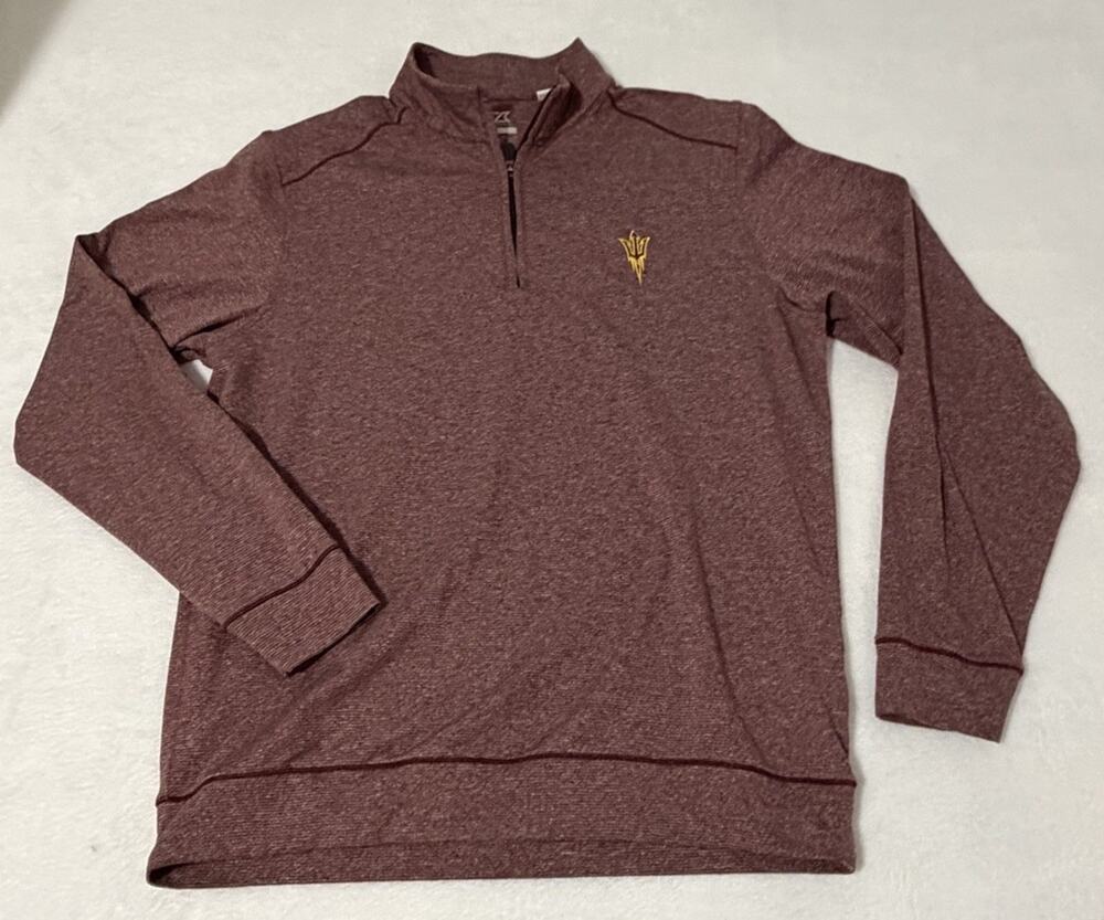NEW Cutter & Buck Arizona State Sun Devils Traverse Camo 1/4 Zip Pullover M ASU